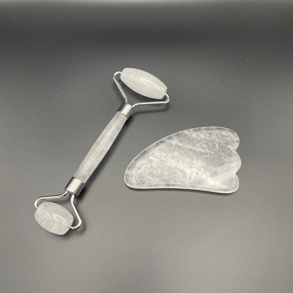 Clear Quartz Facial Roller Gua Sha Combo Sets