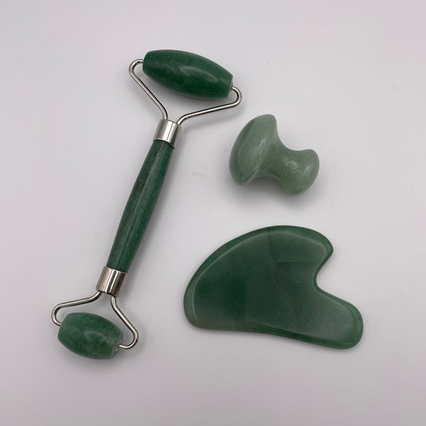 Green Aventurine Facial Roller Gua Sha Combo Sets