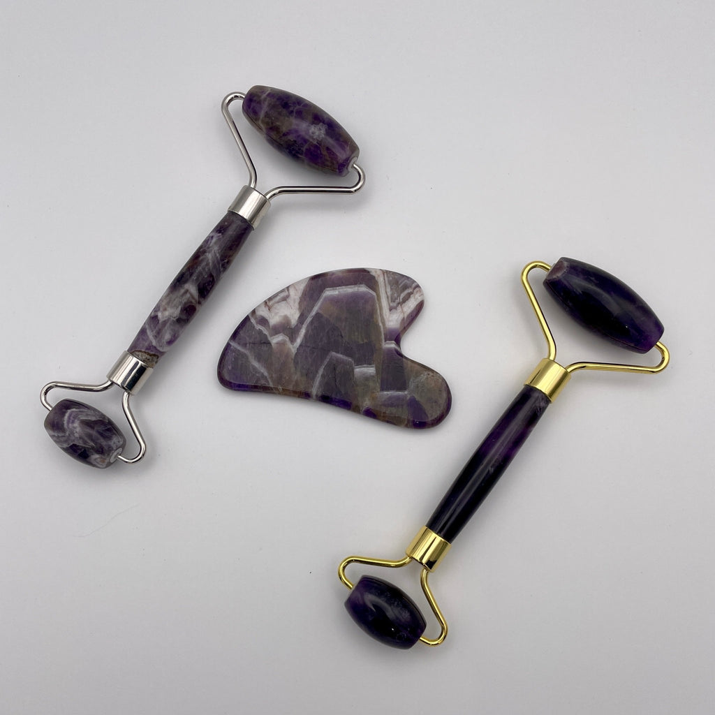 Amethyst Facial Roller Gua Sha Combo Sets - Mystic Obsessions