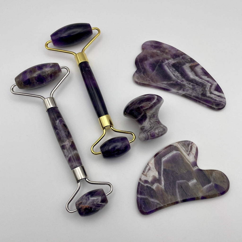 Amethyst Facial Roller Gua Sha Combo Sets - Mystic Obsessions