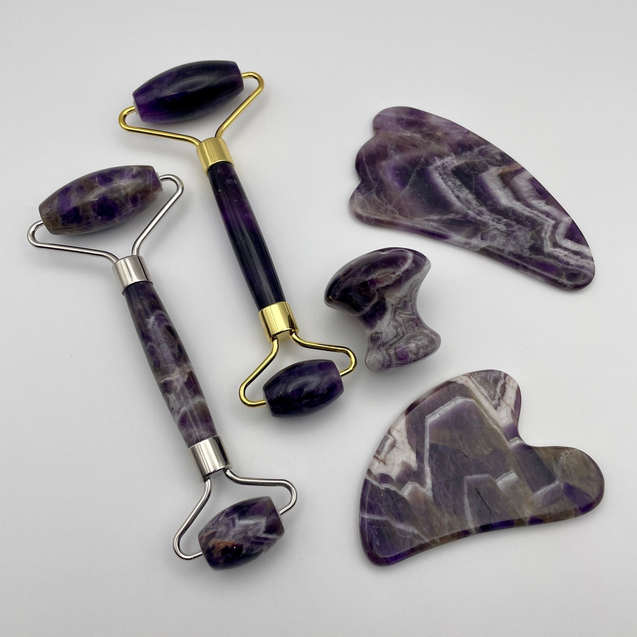 Amethyst Facial Roller Gua Sha Combo Sets - Mystic Obsessions