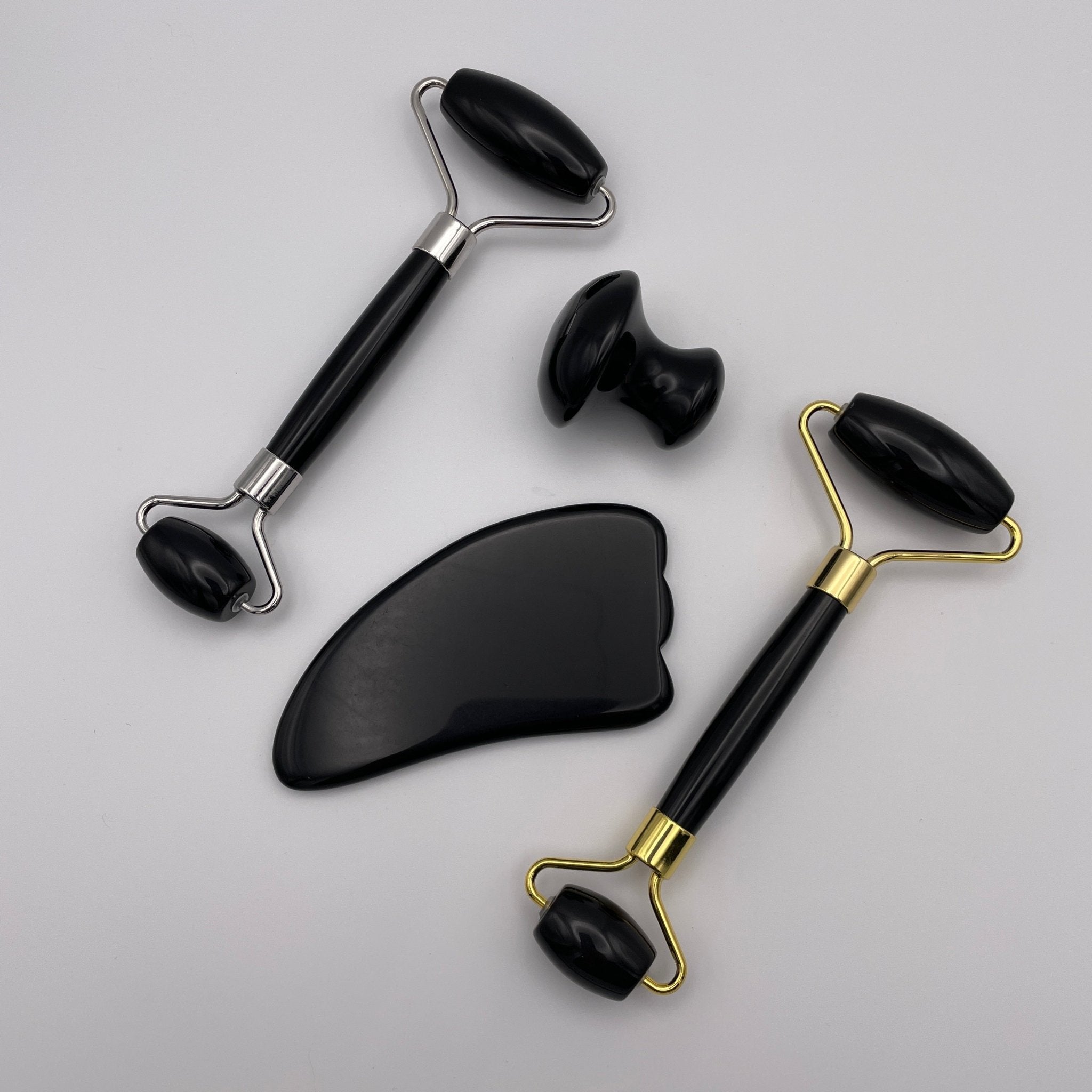 Black Obsidian Facial Roller Gua Sha Combo Sets - Mystic Obsessions