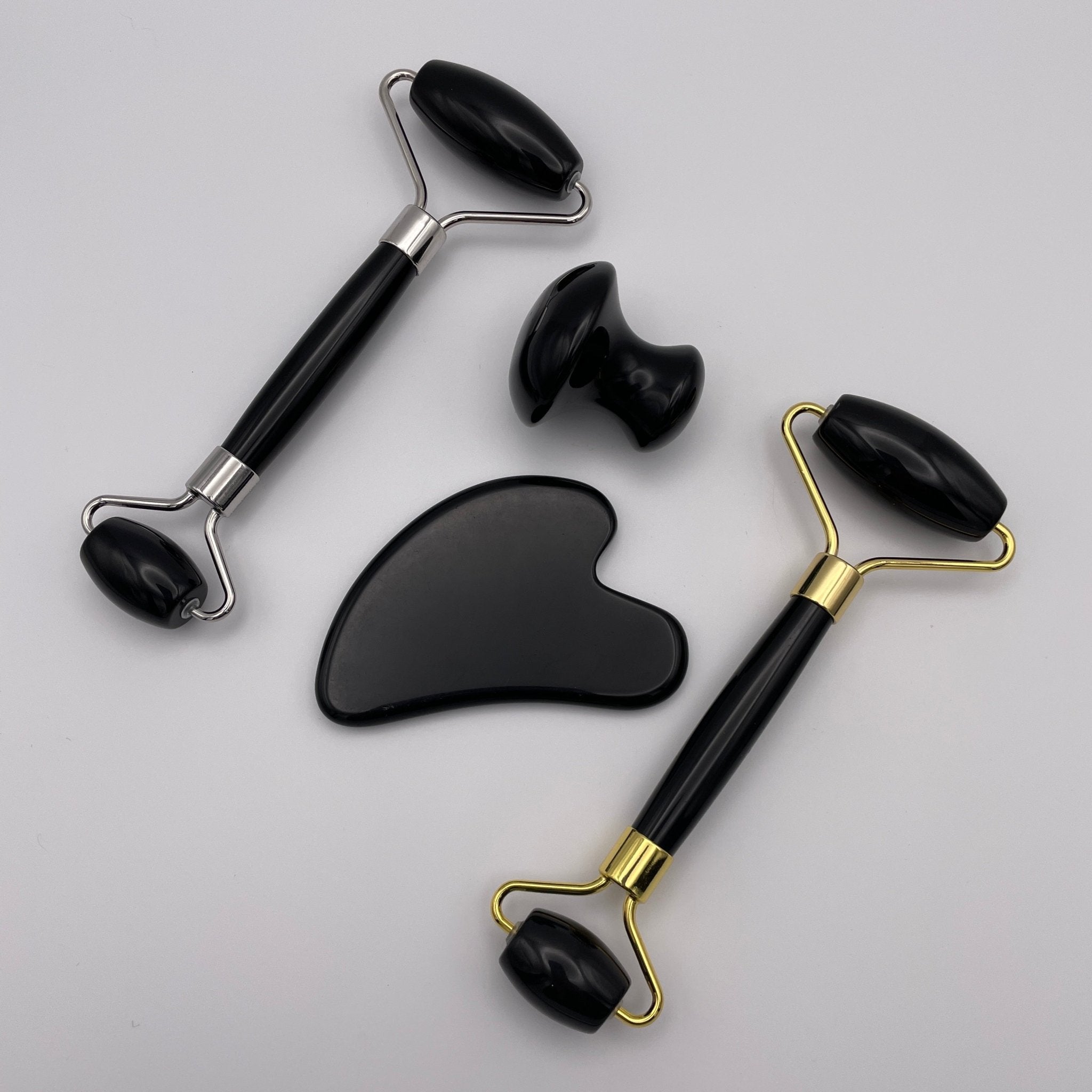 Black Obsidian Facial Roller Gua Sha Combo Sets - Mystic Obsessions