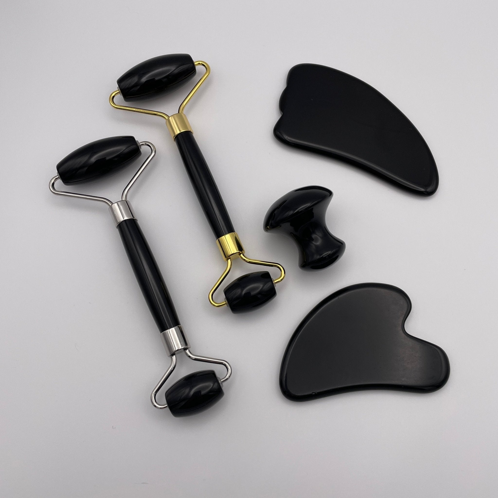 Black Obsidian Facial Roller Gua Sha Combo Sets - Mystic Obsessions