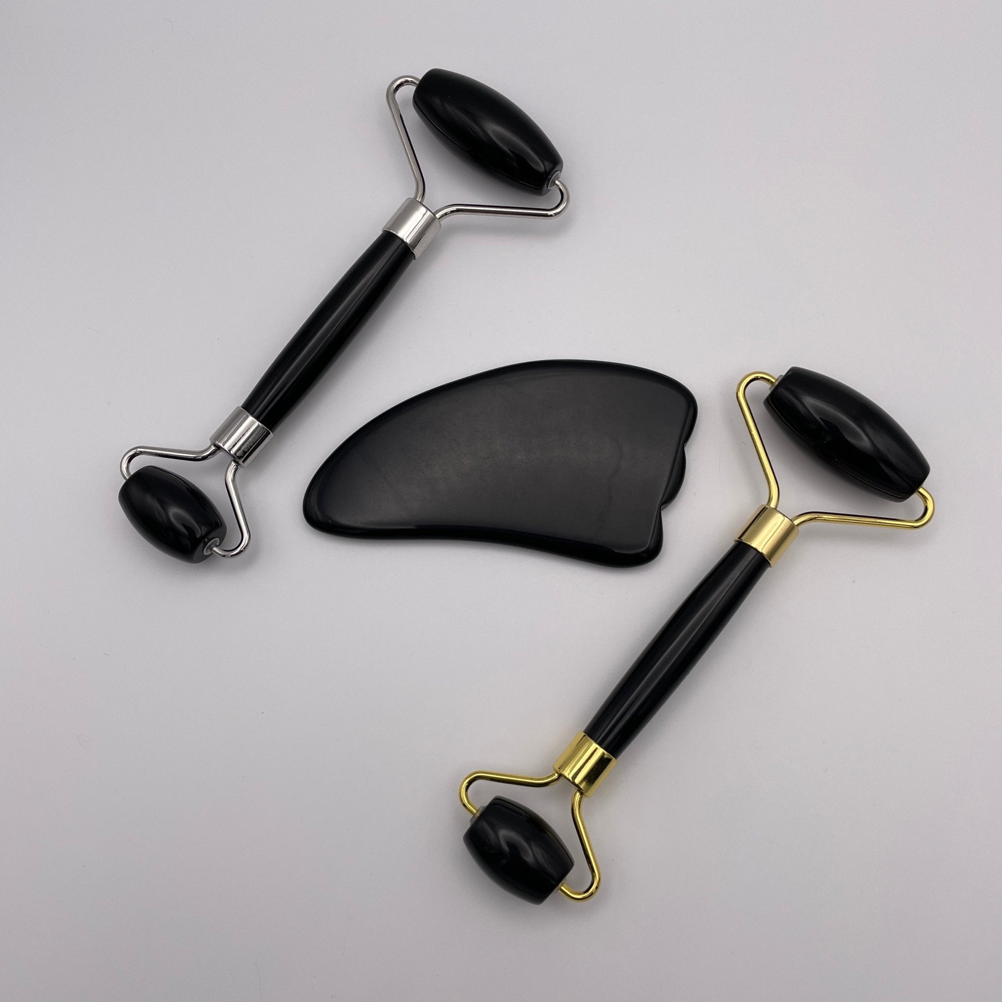 Black Obsidian Facial Roller Gua Sha Combo Sets - Mystic Obsessions