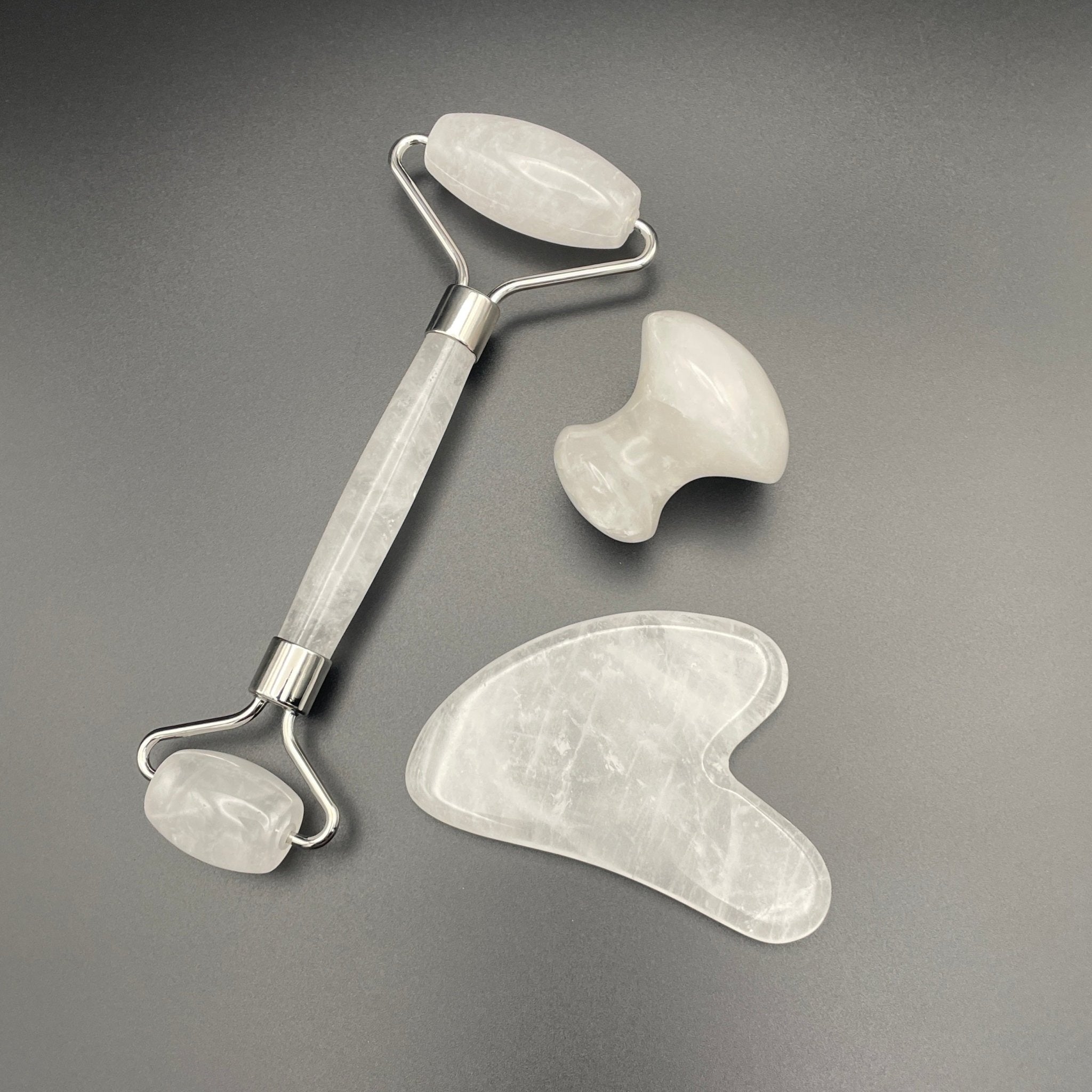 Clear Quartz Facial Roller Gua Sha Combo Sets - Mystic Obsessions