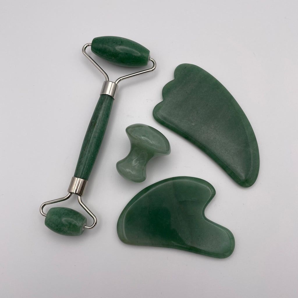 Green Aventurine Facial Roller Gua Sha Combo Sets - Mystic Obsessions