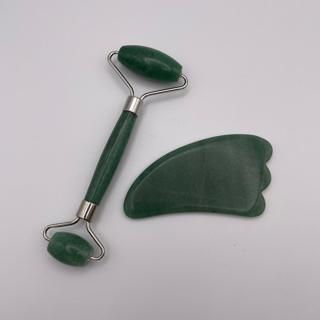 Green Aventurine Facial Roller Gua Sha Combo Sets - Mystic Obsessions