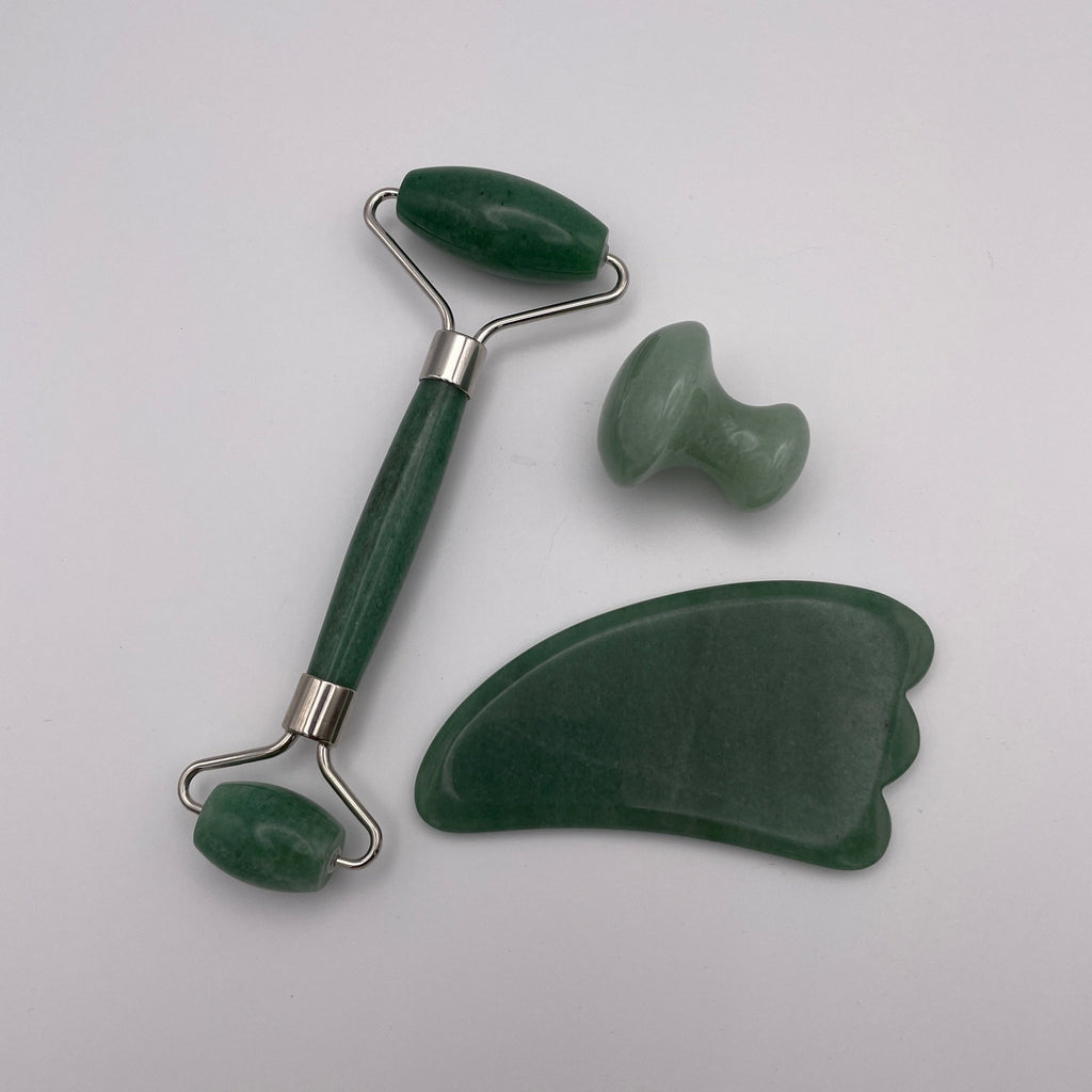 Green Aventurine Facial Roller Gua Sha Combo Sets - Mystic Obsessions