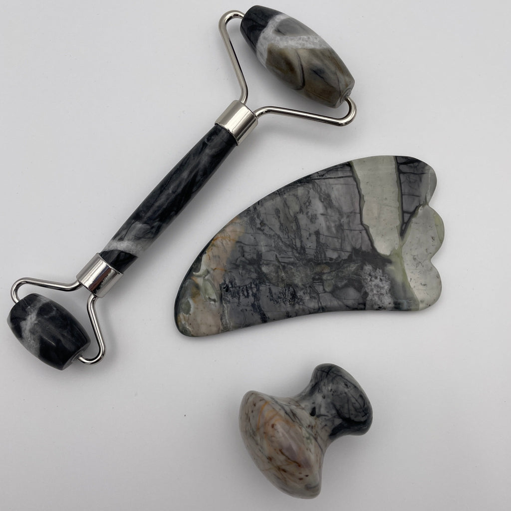 Picasso Jasper Facial Roller Gua Sha Combo Sets - Mystic Obsessions