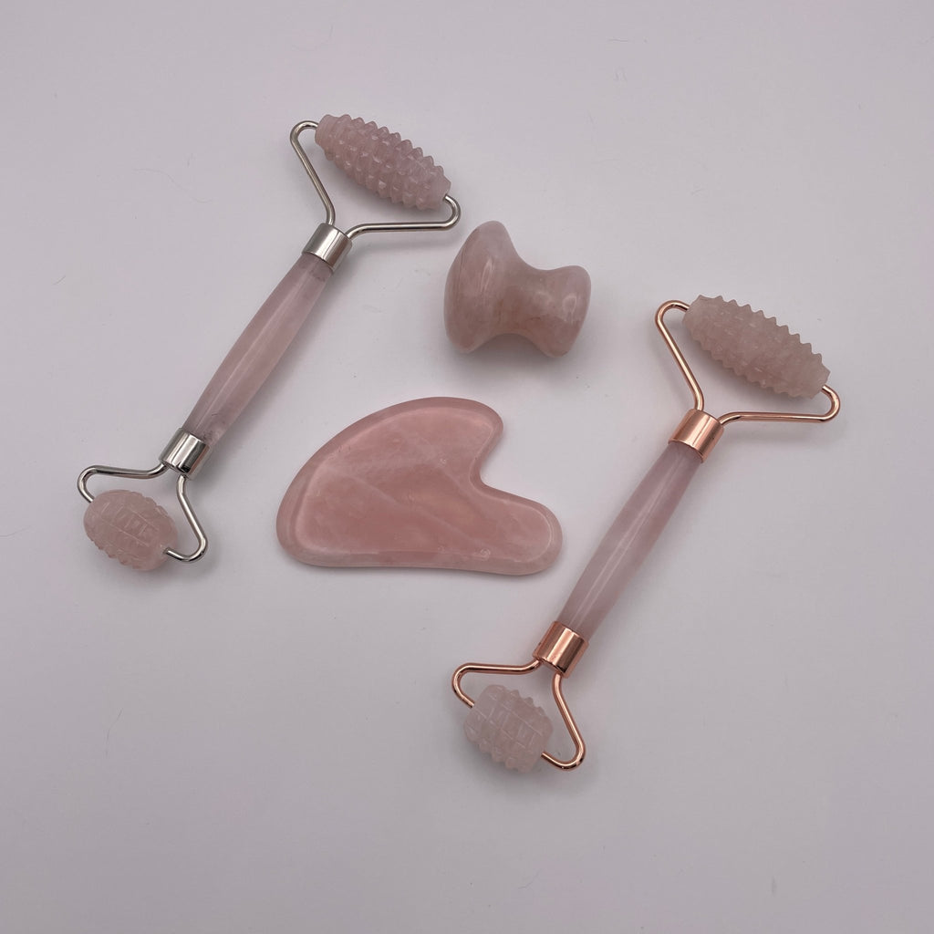 Rose Quartz Facial Roller Gua Sha Combo Sets - Mystic Obsessions