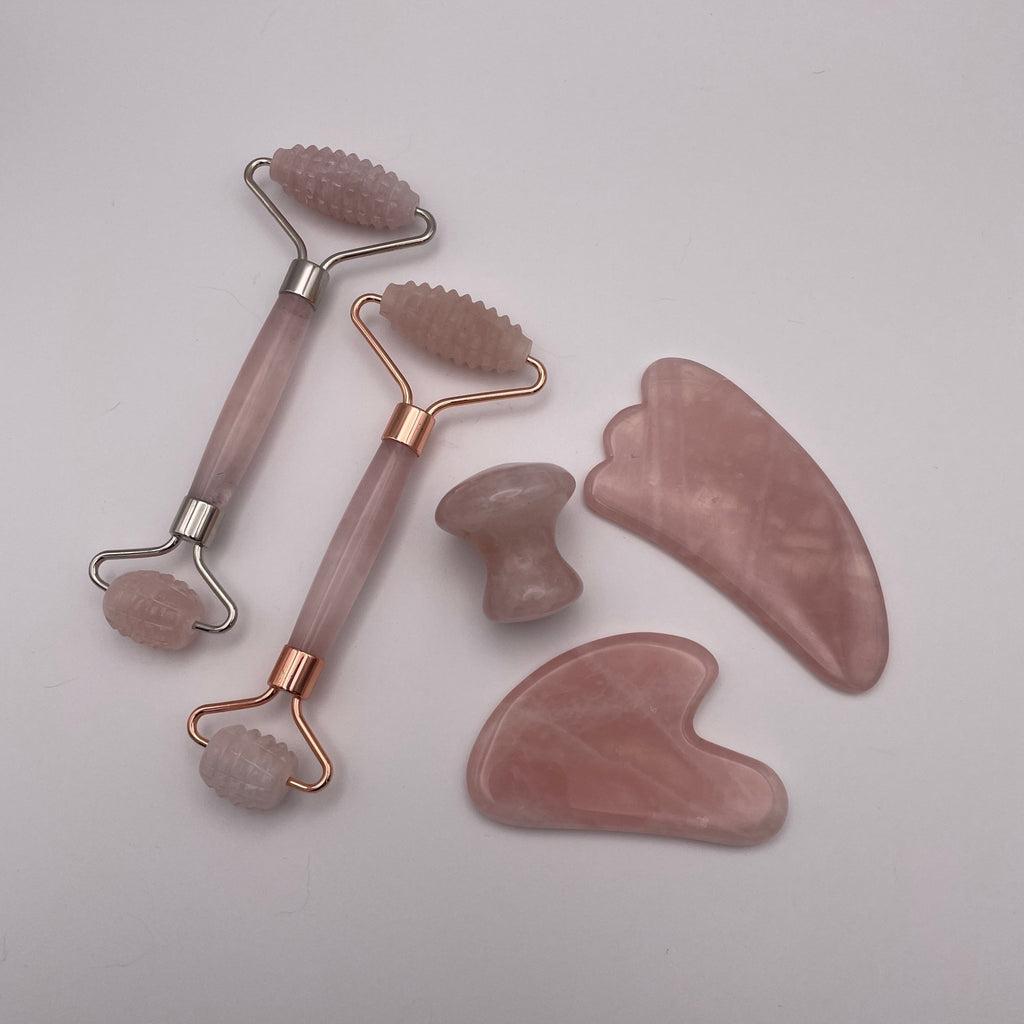 Rose Quartz Facial Roller Gua Sha Combo Sets - Mystic Obsessions