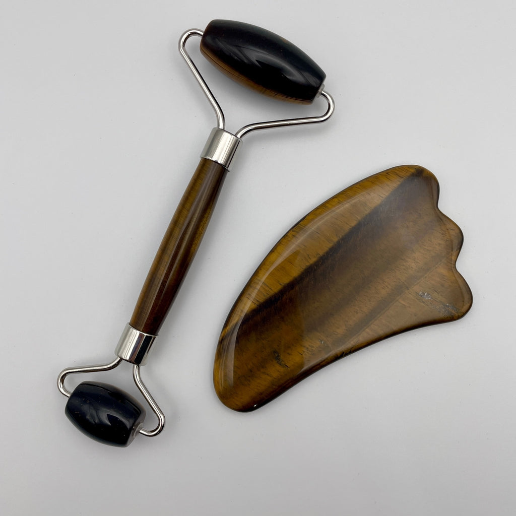 Tiger Eye Facial Roller Gua Sha Combo Sets - Mystic Obsessions