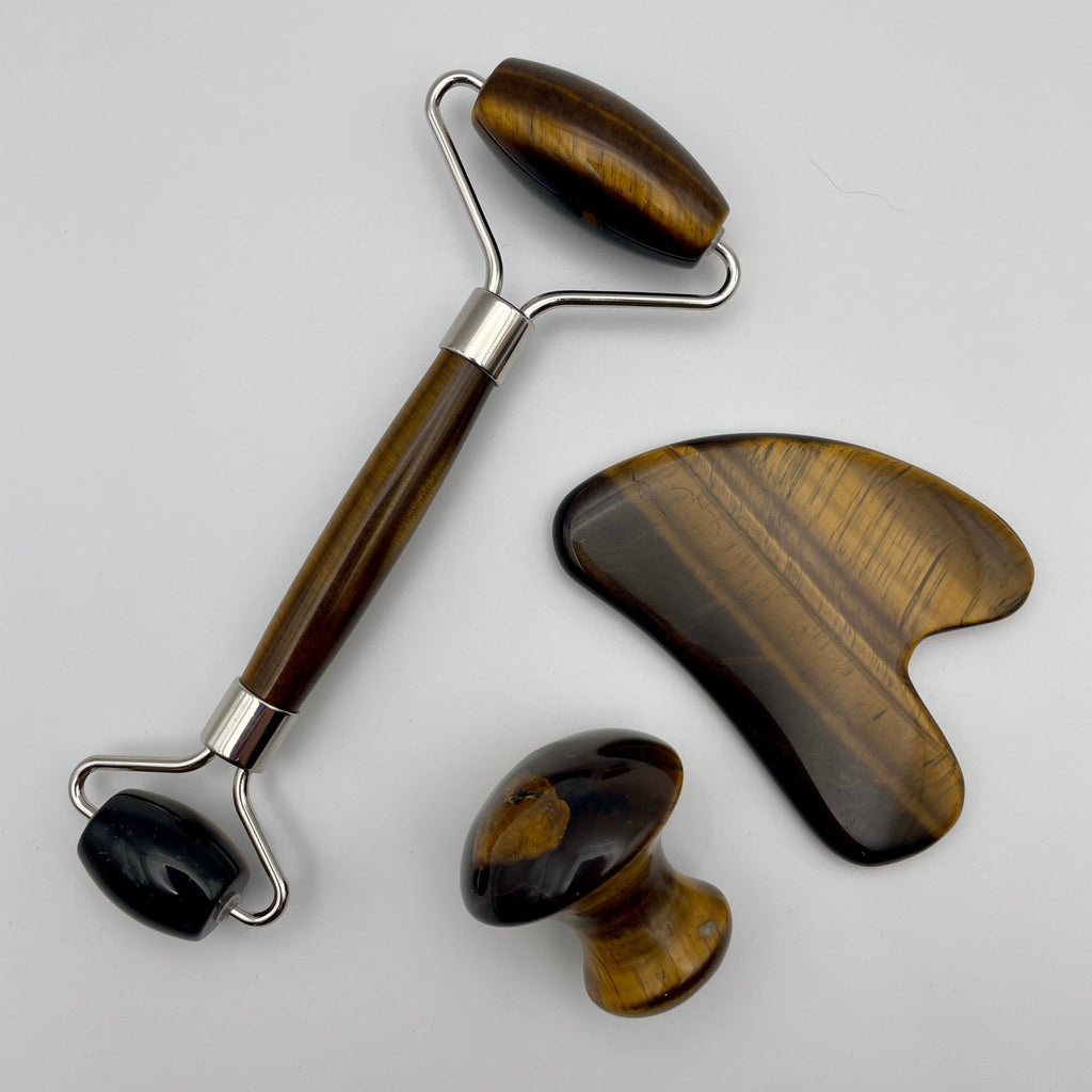 Tiger Eye Facial Roller Gua Sha Combo Sets - Mystic Obsessions
