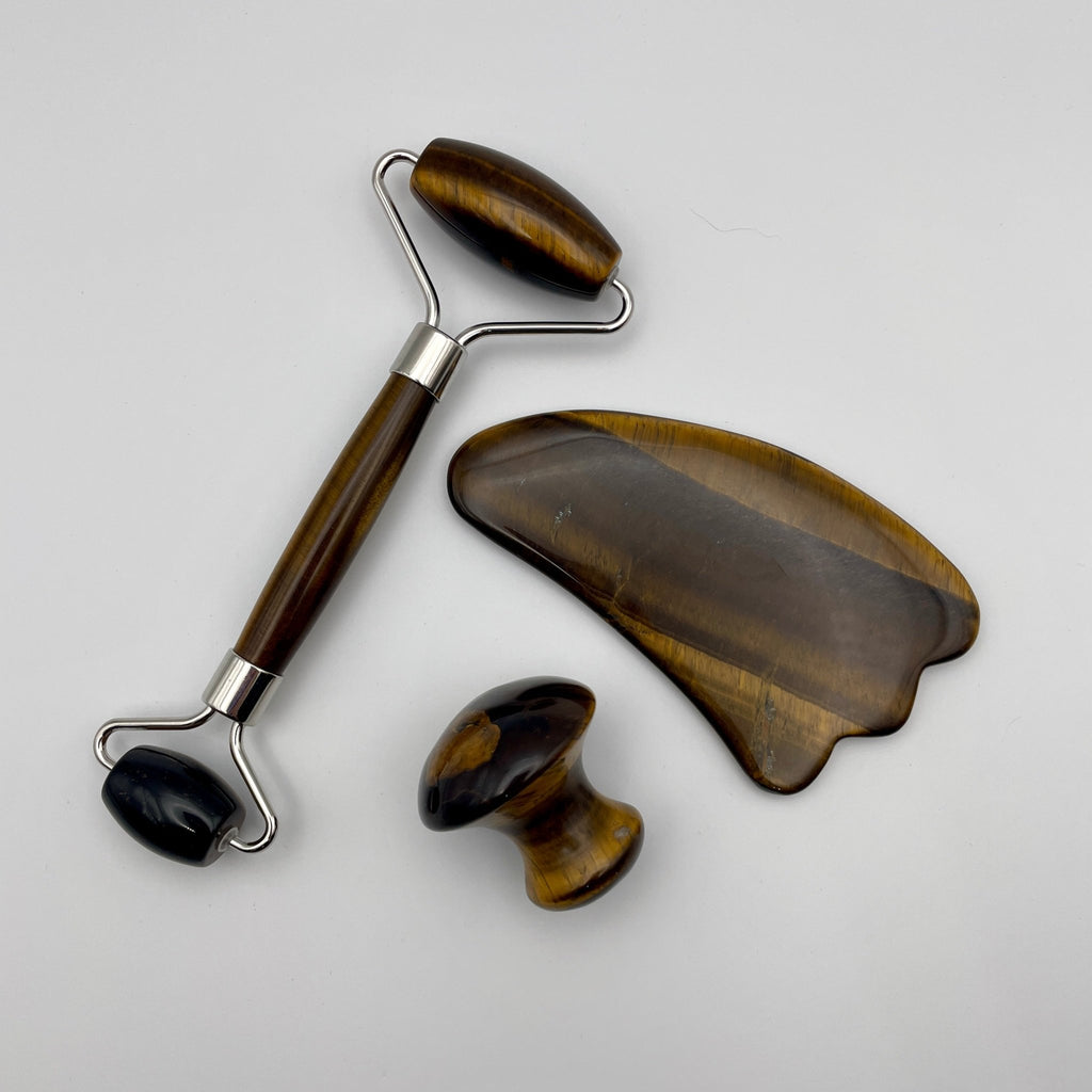 Tiger Eye Facial Roller Gua Sha Combo Sets - Mystic Obsessions