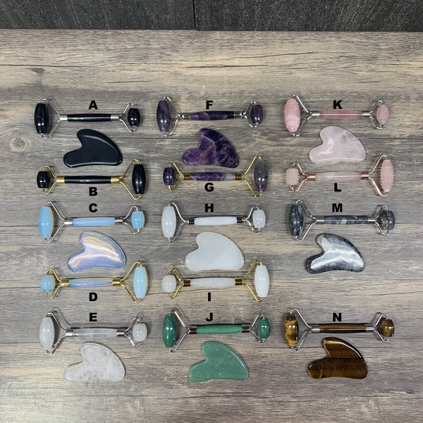 Stone Facial Roller and Gua Sha combo sets