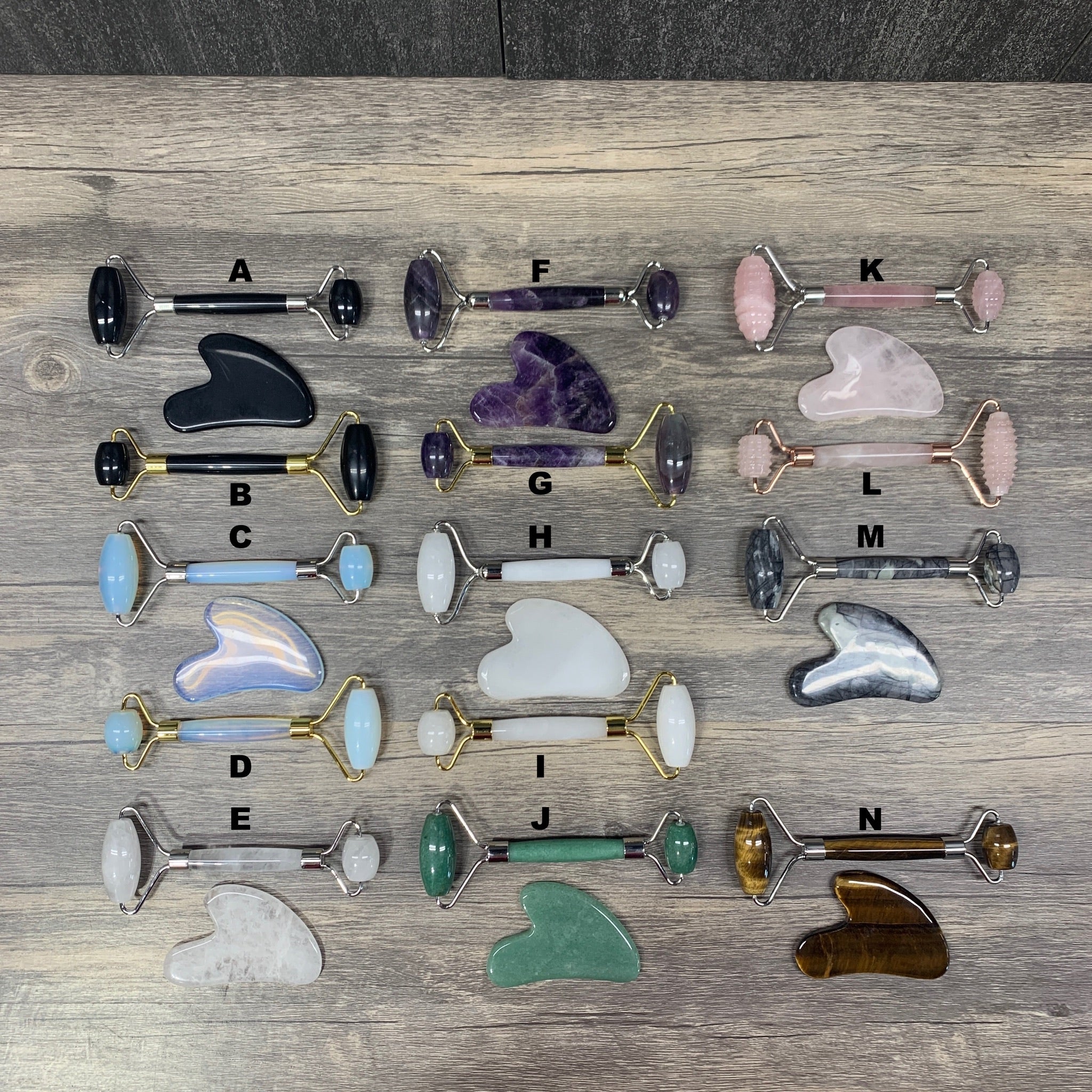 Stone Facial Roller and Gua Sha combo sets - Mystic Obsessions